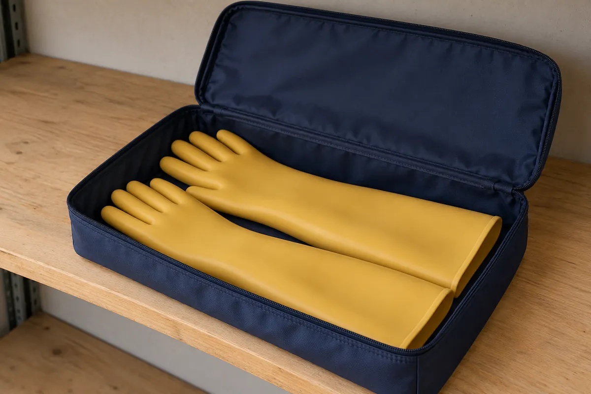 guantes aislantes guardados sin doblar