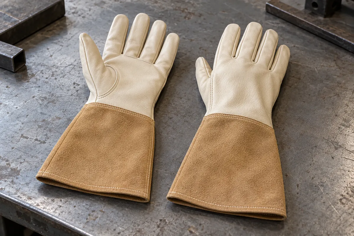 guantes soldadura cuero fino puno largo