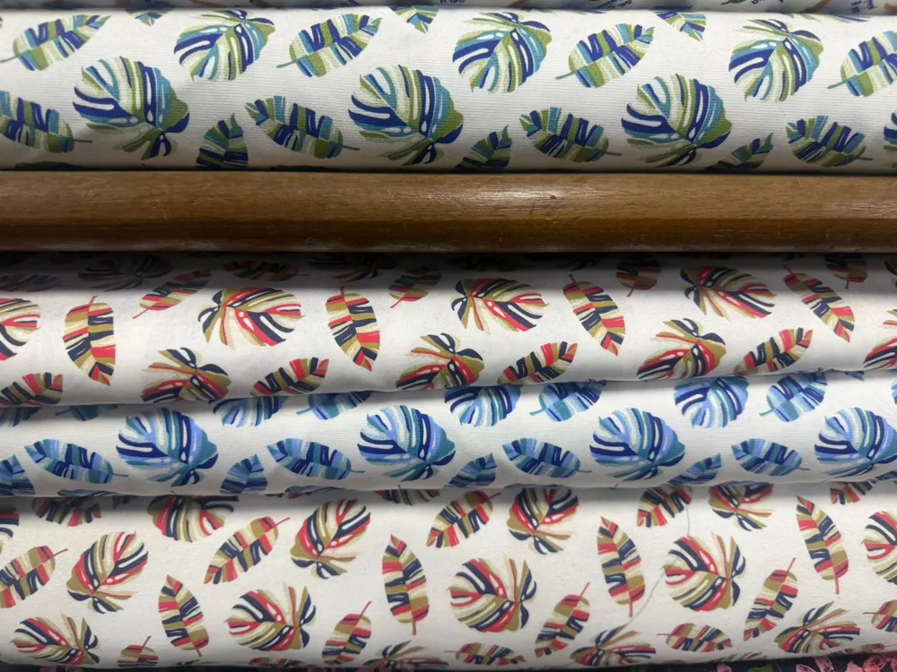 telas estampado hojas plumas palmeras pajaros 5